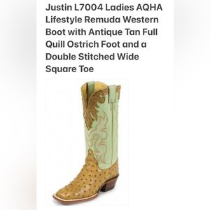 Justin Ladies AQHA Lifestyle Remuda Western boot in Full Quill Ostrich